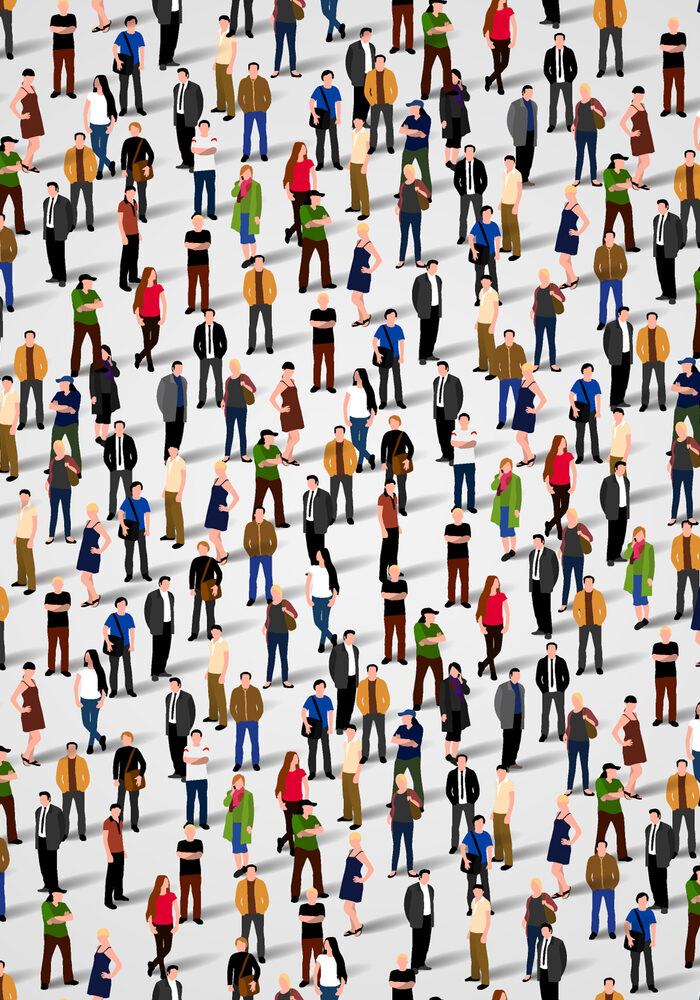 Large group of people. Crowd seamless background. Vector illustration